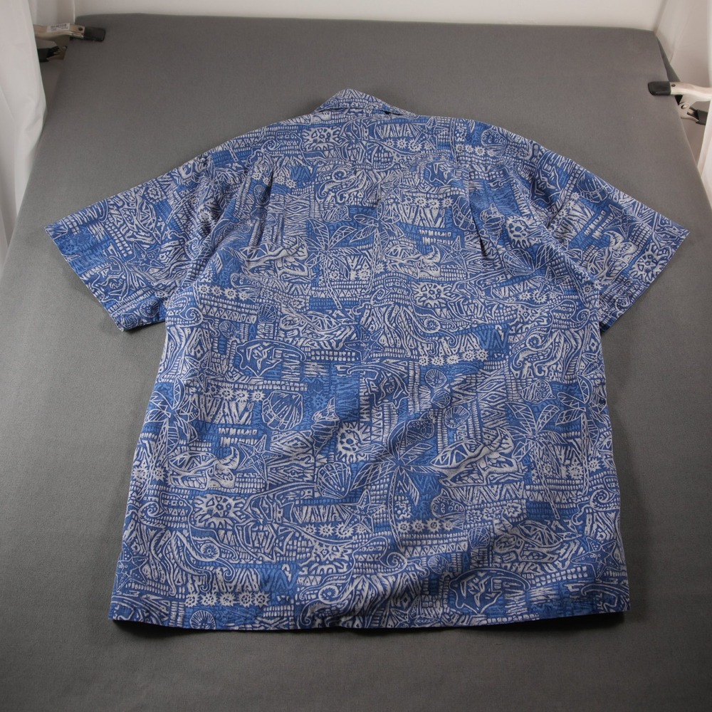 Go Barefoot Tribal Geometric Nautical USA Retro Hawaiian Aloha Men Shirt M Surf - Picture 3 of 13